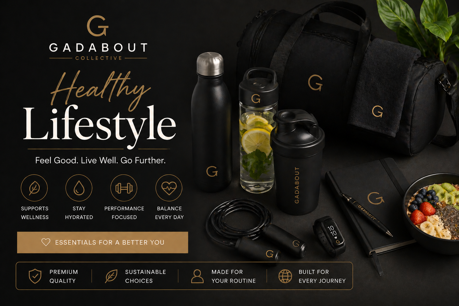 Healthy lifestyle products. Feel good. Live well. Go farther.