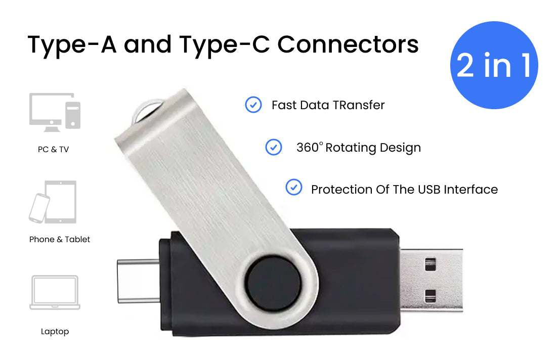Dual SWM USB 3.1 Flash Drive - Large Capacity Unprinted